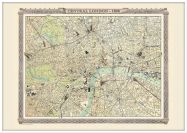Large Vintage London Map from the Royal Atlas 1898 (Wood Frame - White)