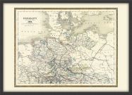 Small Vintage Map of Northern Germany (Pinboard & wood frame - Black)