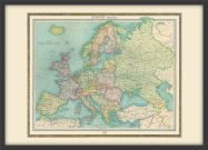 Medium Vintage Political Europe Map 1922 (Wood Frame - Black)