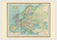 Large Vintage Political Europe Map 1922 (Wood Frame - White)
