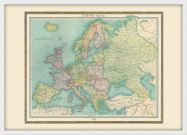 Small Vintage Political Europe Map 1922 (Wood Frame - White)