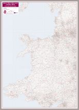Wales, West Midlands and North West Postcode District Map (Pinboard & framed - Silver)