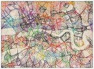 Large Watercolour Map of London (Wood Frame - White)