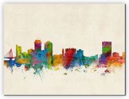 Medium Wichita Kansas Watercolour Skyline (Canvas)