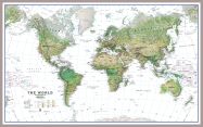 Large World Wall Map Environmental White Ocean (Pinboard & framed - Silver)