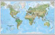 Huge World Wall Map Environmental (Hanging bars)