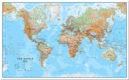 Large World Wall Map Physical (Pinboard)