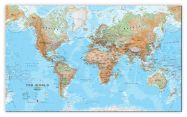Huge World Wall Map Physical (Canvas)