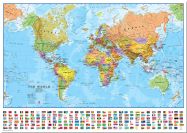 Medium World Wall Map Political with flags (Pinboard)