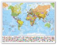 Small World Wall Map Political with flags (Canvas)