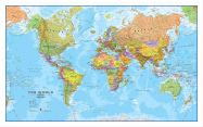 Large World Wall Map Political (Wood Frame - White)