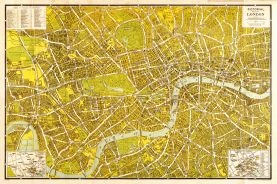 Large A-Z Pictorial Canvas Map Central London 1938 (Rolled Canvas - No Frame)