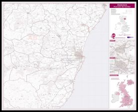 Aberdeen Postcode Sector Map (Pinboard & framed - Black)