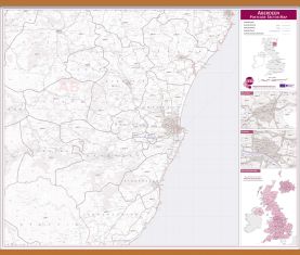 Aberdeen Postcode Sector Map (Wooden hanging bars)