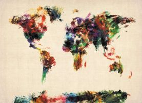 Abstract Painting Map of the World 