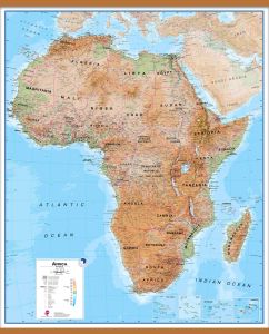 Large Africa Wall Map Physical (Wooden hanging bars)