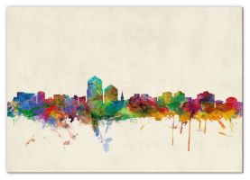 Extra Small Albuquerque New Mexico Watercolour Skyline (Canvas)