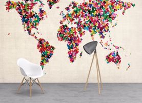 Wallpaper Butterflies Art Map of the World
