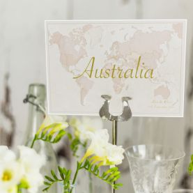 Antique World Countries Wedding Table Name Cards