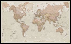 Large Antique World Map (Pinboard & framed - Black)