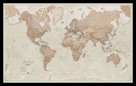 Small Antique World Map (Pinboard & framed - Black)