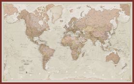 Huge Antique World Map (Pinboard & framed - Dark Oak)