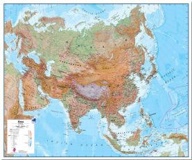 Large Asia Wall Map Physical (Pinboard)