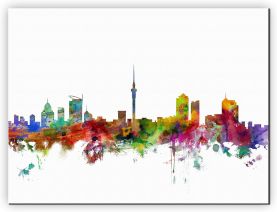 Extra Small Auckland New Zealand Watercolour Skyline (Canvas)