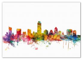 Extra Small Austin Texas Watercolour Skyline (Canvas)