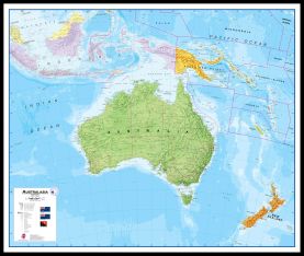 Large Australasia Wall Map Political (Pinboard & framed - Black)