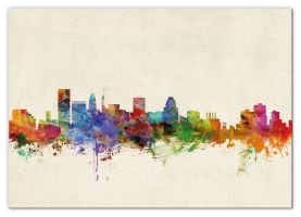 Extra Small Baltimore Maryland Watercolour Skyline (Canvas)