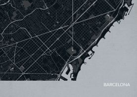 Barcelona City Street Map Print Charcoal