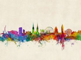 Belfast Northern Ireland Watercolour Skyline
