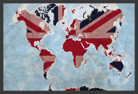 Small Best of British Map of the World (Wood Frame - Black)