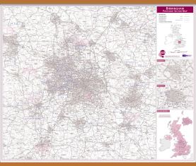 Birmingham Postcode Sector Map (Wooden hanging bars)