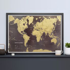 Scratch the World�� black edition map print (Pinboard & wood frame - Black)
