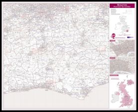 Brighton Postcode Sector Map (Pinboard & framed - Black)