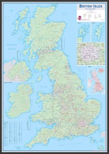 Large British Isles Sales and Marketing Map (Wood Frame - Black)