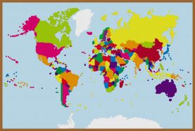 Large Building Blocks Map of the World (Wood Frame - Teak)