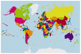 Large Building Blocks Map of the World (Wood Frame - White)