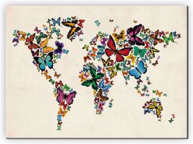 Extra Small Butterflies Map of the World 3 (Canvas)