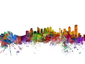 Calgary Canada Watercolour Skyline