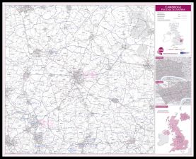 Cambridge Postcode Sector Map (Pinboard & framed - Black)