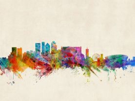Cape Town South Africa Watercolour Skyline