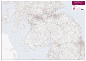 Central Scotland and Northumbria Postcode District Map (Pinboard)