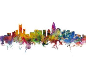 Charlotte North Carolina Watercolour Skyline