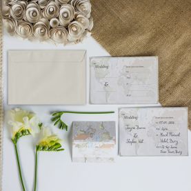 Classic World Map Wedding Invitations (Pack of 10)