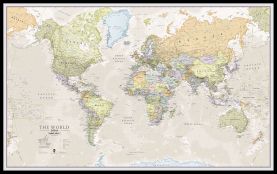 Large Classic World Map (Pinboard & framed - Black)