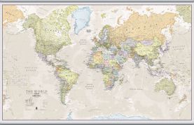 Large Classic World Map (Hanging bars)