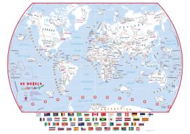 Doodle World Map With Crayons - Dutch Language (Paper)